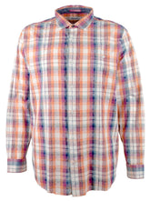 Tommy Bahama Men's Big & Tall Indigo Coast Check Long Sleeve Woven Shirt Peach Melt 3XLT